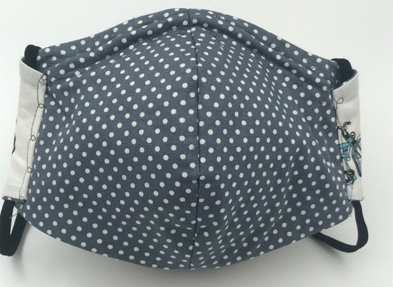 Bicycles with White on Grey Polka Dot Reverse - Reversible Limited Edition Face Mask image 4